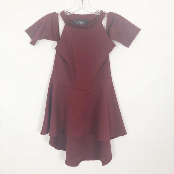 Sayany Thing High-Neck Off-Shoulder Burgundy Ruffle Top Size S - Picture 1 of 10
